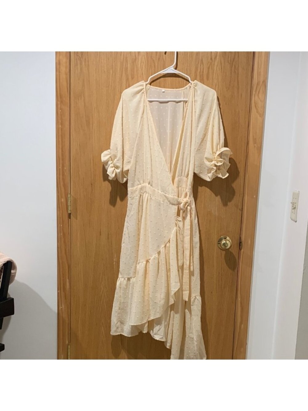 Elegant Cream Wrap Dress